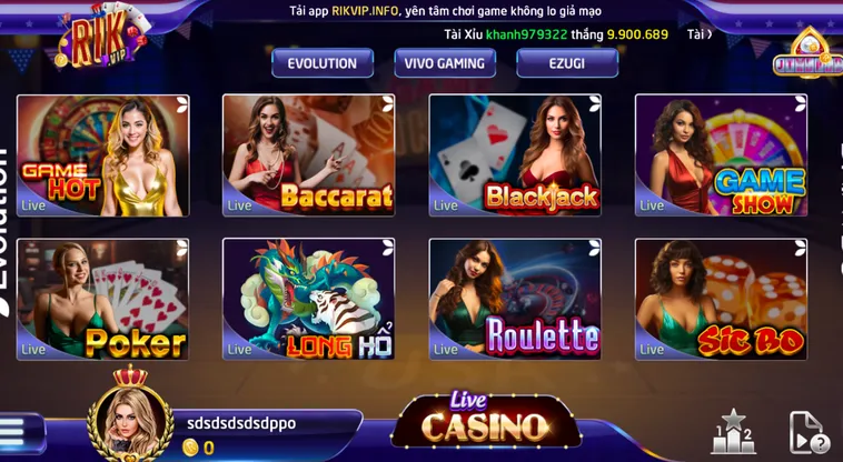 Khám Phá Casino Livestream Tại RikVip Đẳng Cấp Sòng Bài Trực Tuyến Quốc Tế