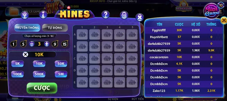 Minigame Mines Tại RikVip Và Chiến Thuật Dò Mìn Tối Ưu Lợi Nhuận 2026