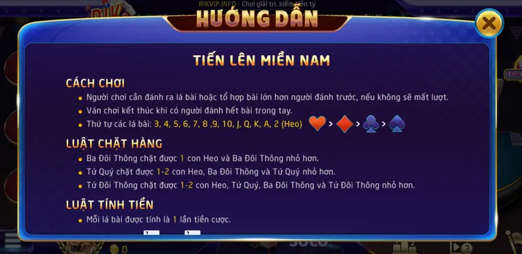 Tiến Lên Miền Nam Tại RikVip Sảnh Bài Đổi Thưởng Đẳng Cấp Thu Hút Triệu Cao Thủ